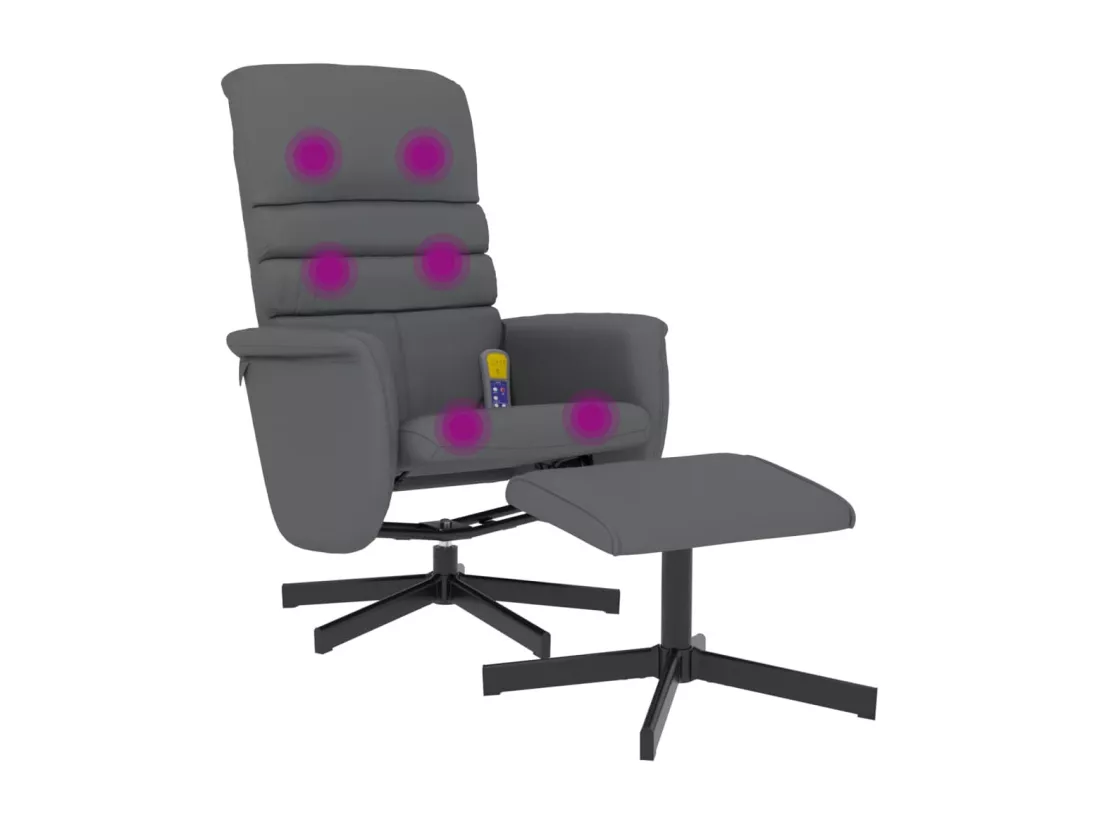 Fauteuil inclinable de massage avec repose-pied gris similicuir