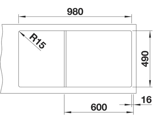 Blanco ZENAR XL 6 S DGP spoelbak, 1000 x 510 mm, tartufo, 524059, 1 bak, bak rechts, met afdruiprek