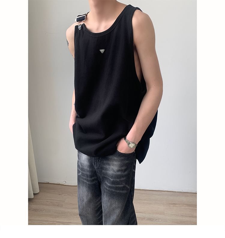Breeson - Effen tanktop met studs en gesp