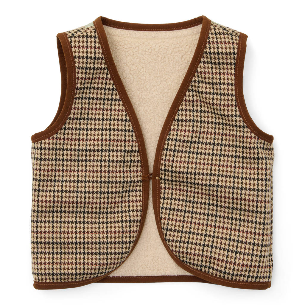 Little Dutch reversible gilet met teddy bruin/beige