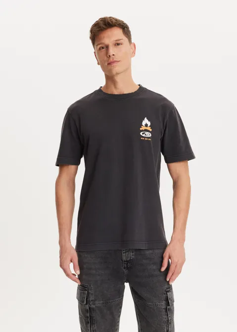 T-shirt met print bonfire antraciet (ACIDWAS)