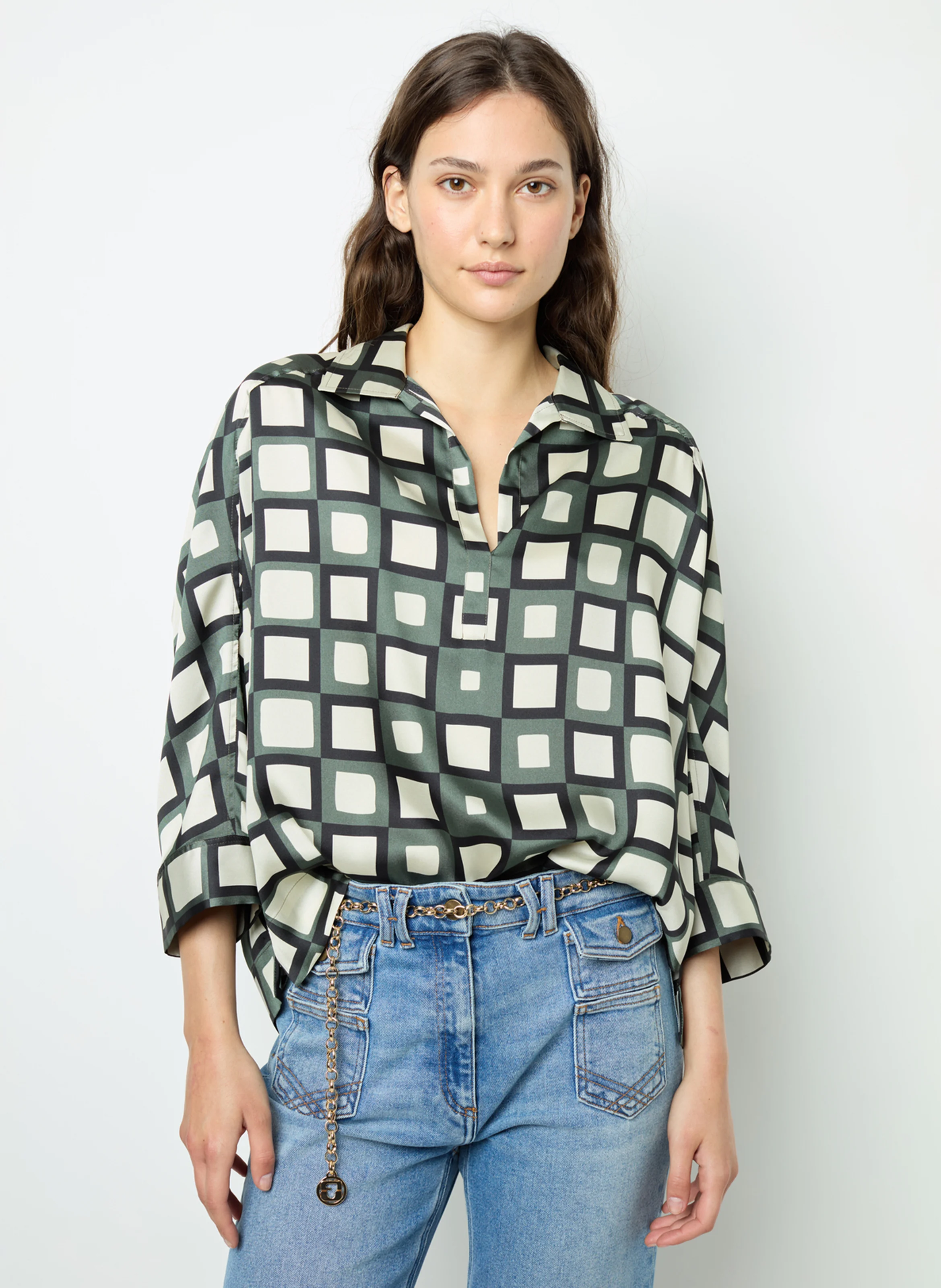 BUNNY - Blouse ample imprimée| Kaki