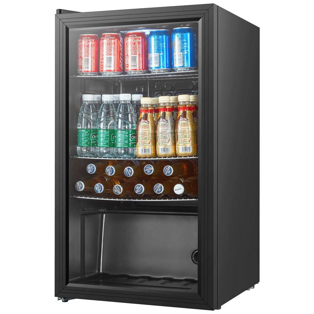 Atrigo Kühlschrank Schwarz Metall Glas E 46.5x84.5x47 cm