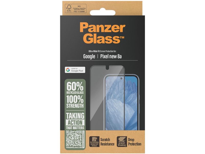 Panzerglass Displayschutz Ultra Wide Fit Pixel 9a Display-Schutzfolie für das Google Pixel 9a