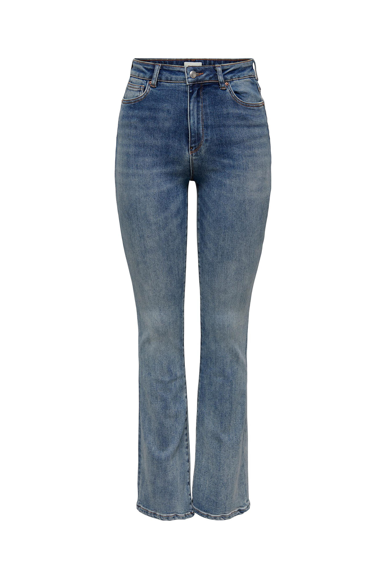 Calças jeans boca de sino de cintura alta