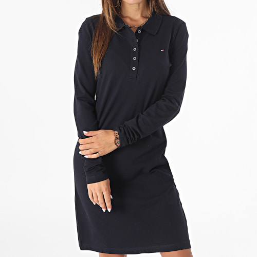 Robe Polo Manches Longues Slim Femme 1985 Piqué 9794 Bleu Marine
