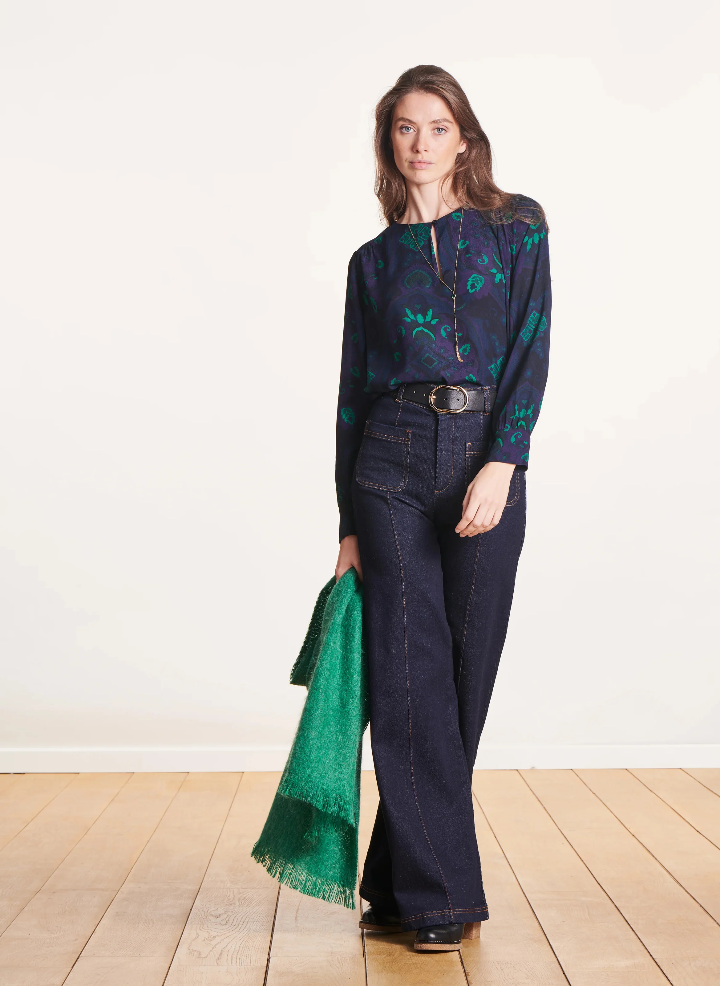 Top col rond imprimé | Multicolore