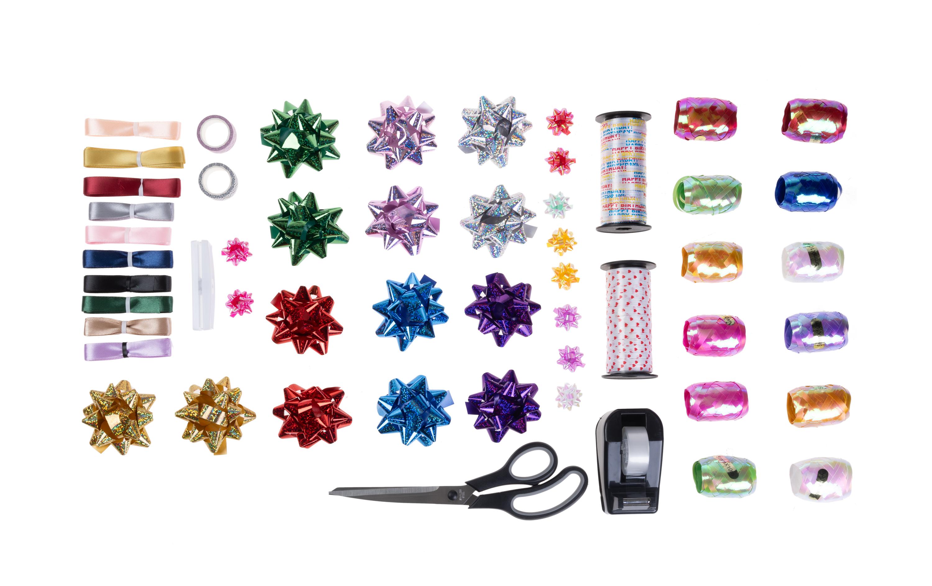 Geschenkpapier Set gefülltGeschenkpapierhalter / Aufbewahrungsbox inkl. Geschenkpapier, Bändern, Schere, Klebeband uvm