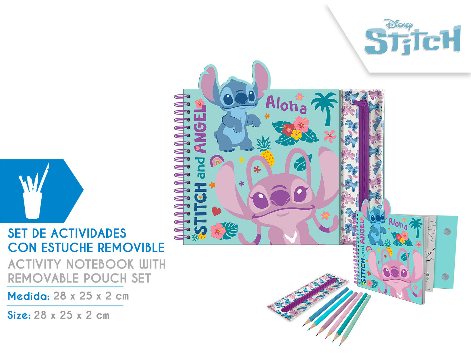 CADERNO DE ATIVIDADES COM ESTOJO STITCH