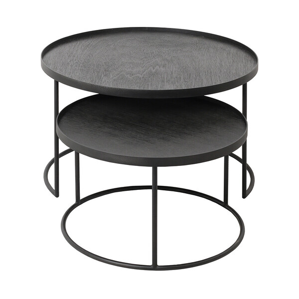 Ethnicraft - Round tray coffee table - set van 2 - large