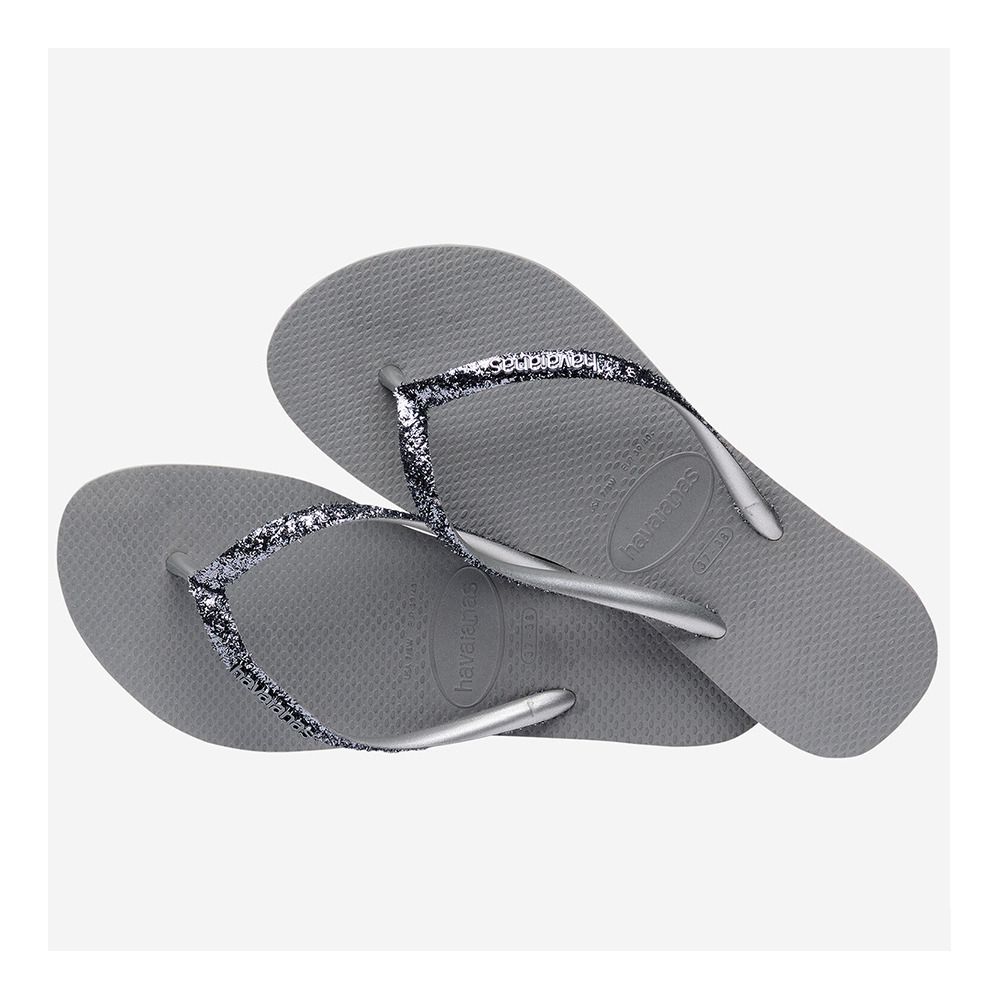 Havaianas SLIM GLITTER II - Tongs Femme steel grey