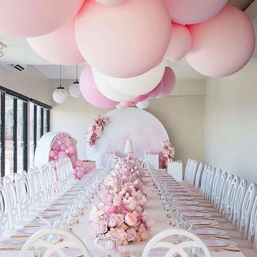 (5er Set) Ø90cm XXL Party Deko Ballons Latex Luftballons Extragross - Weiss