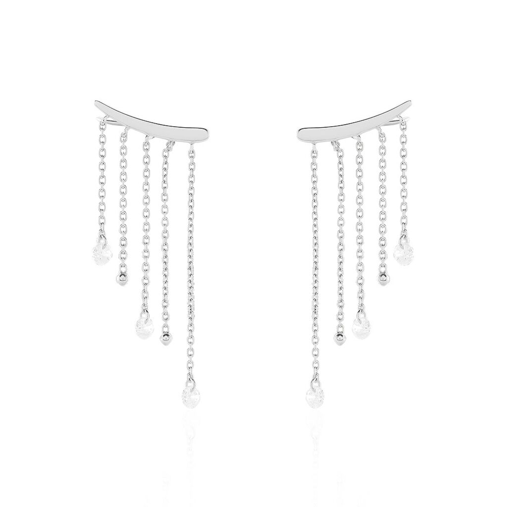 Boucles D'oreilles Pendantes Cainan Argent Blanc Oxyde De Zirconium
