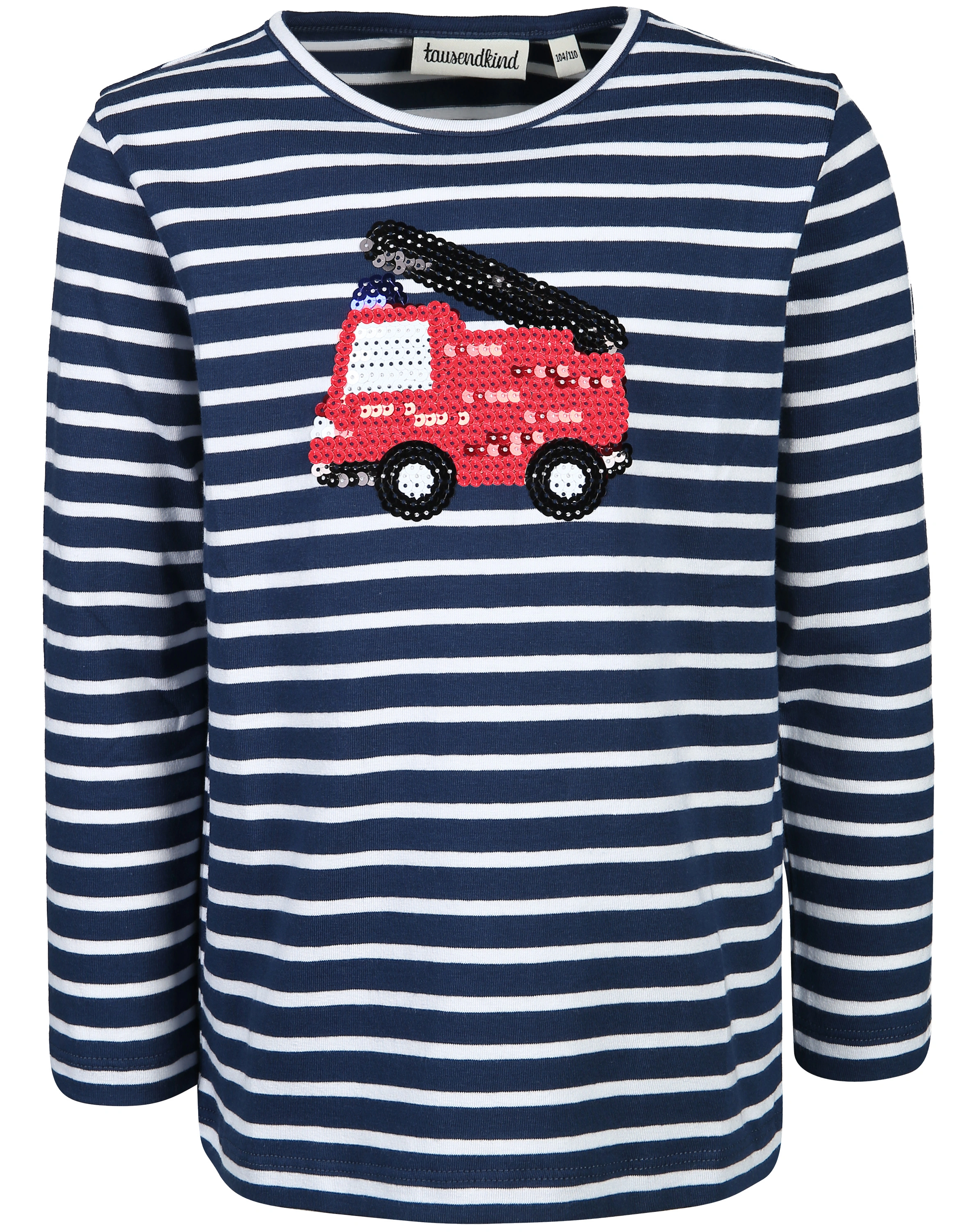 Langarmshirt FEUERWEHR TATÜ TATA mit Pailletten in dunkleblau/weiß
