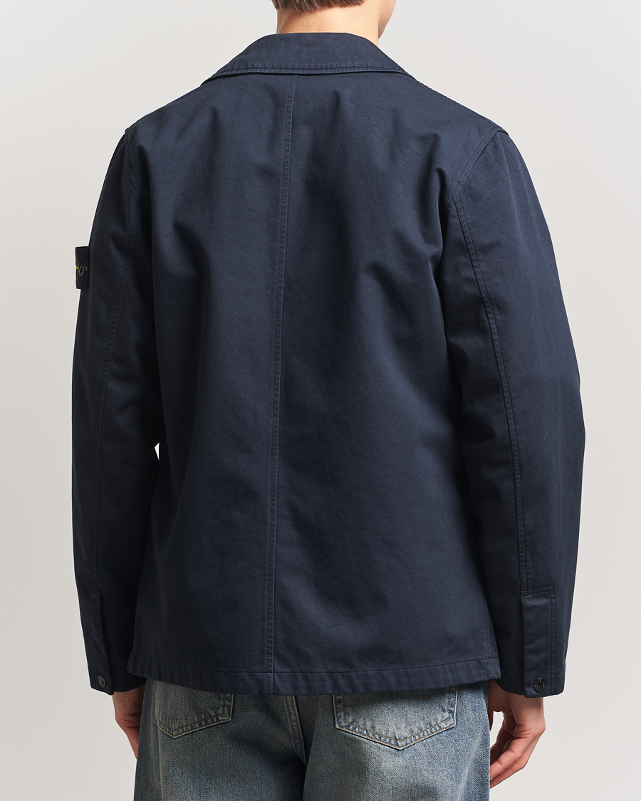 Stone Island Raso Gommato 3L Cotton Blazer Jacket Navy Blue