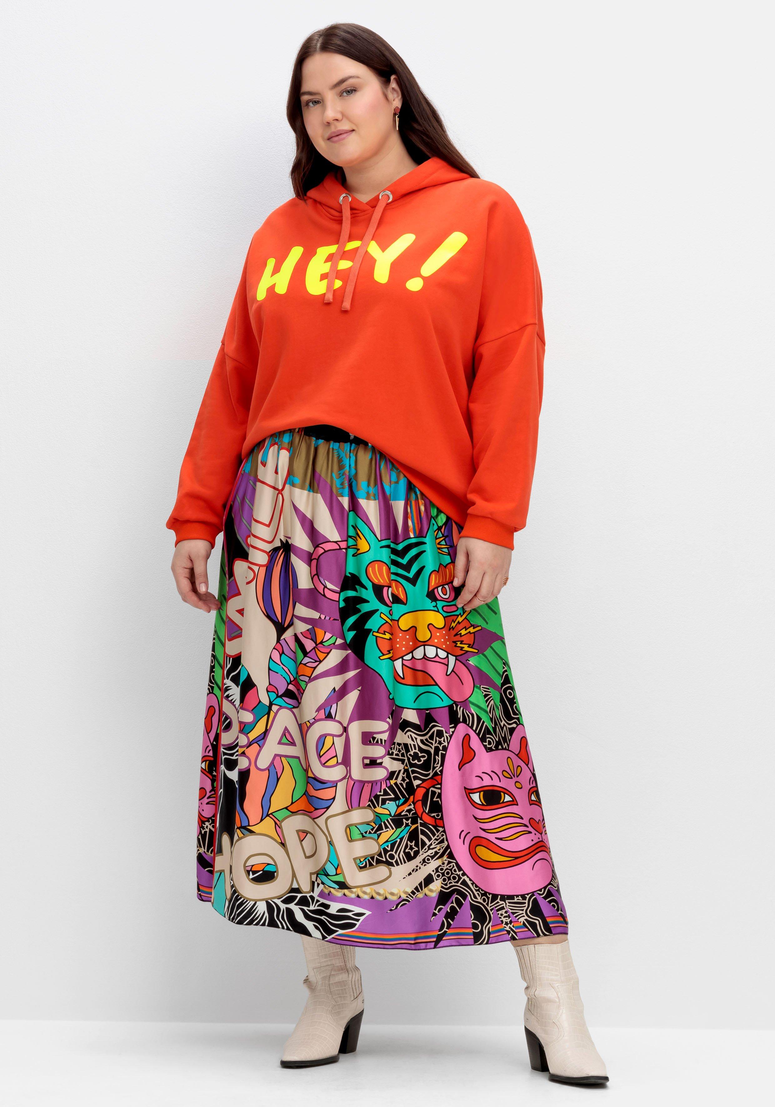 Kapuzensweatshirt mit Neon-Wordingprint