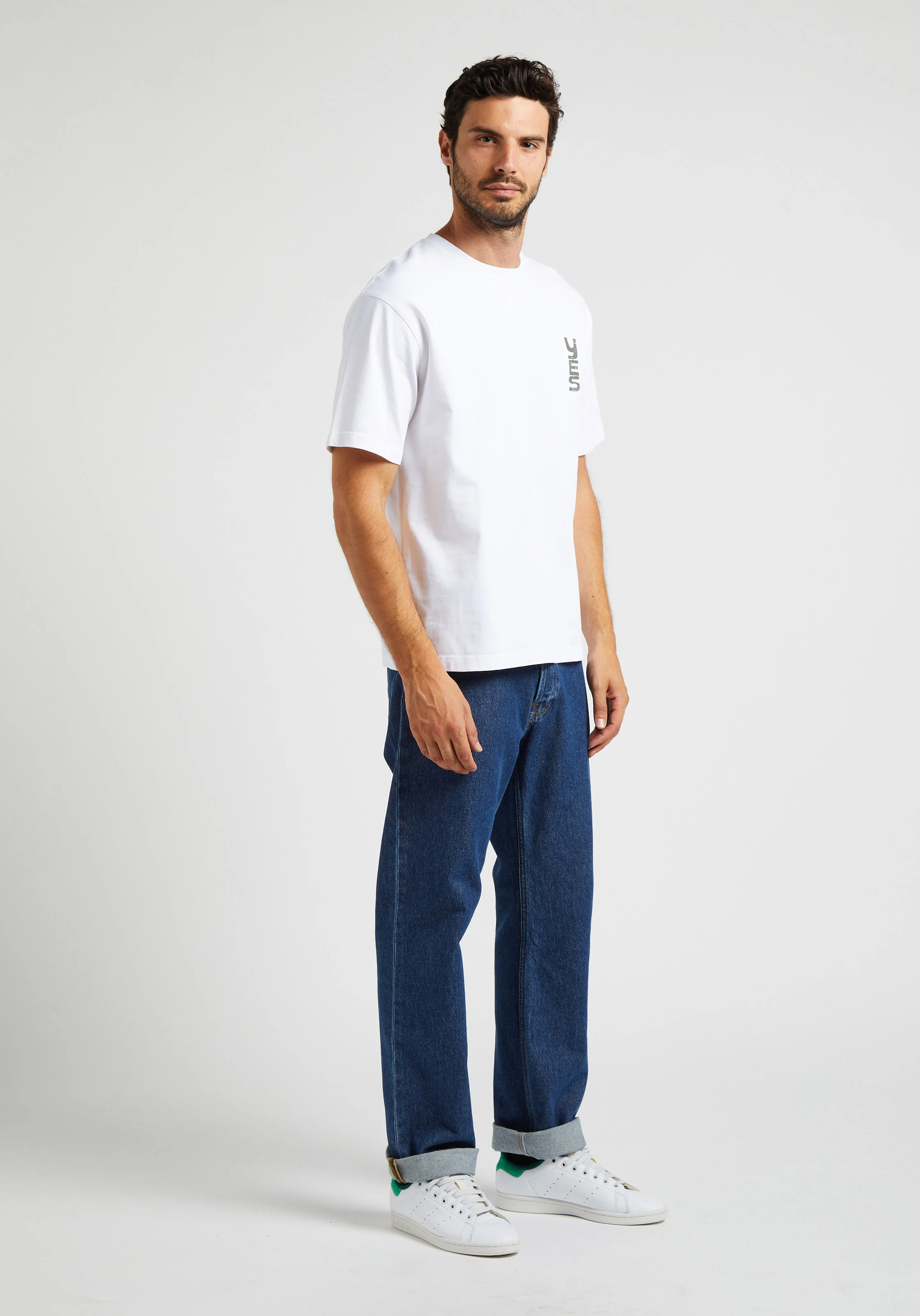 NATHANIEL - Tee-shirt col rond regular-fit imprimé en coton bio| Blanc