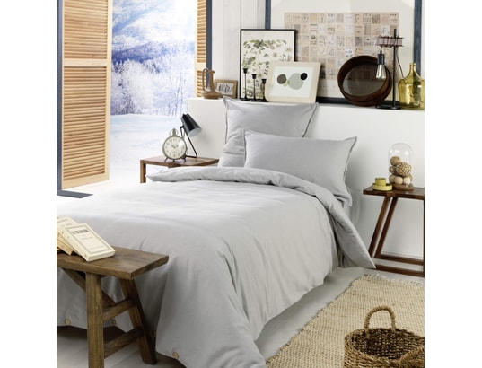 TERRE DE NUIT - Housse de couette flanelle gris 200x200 cm