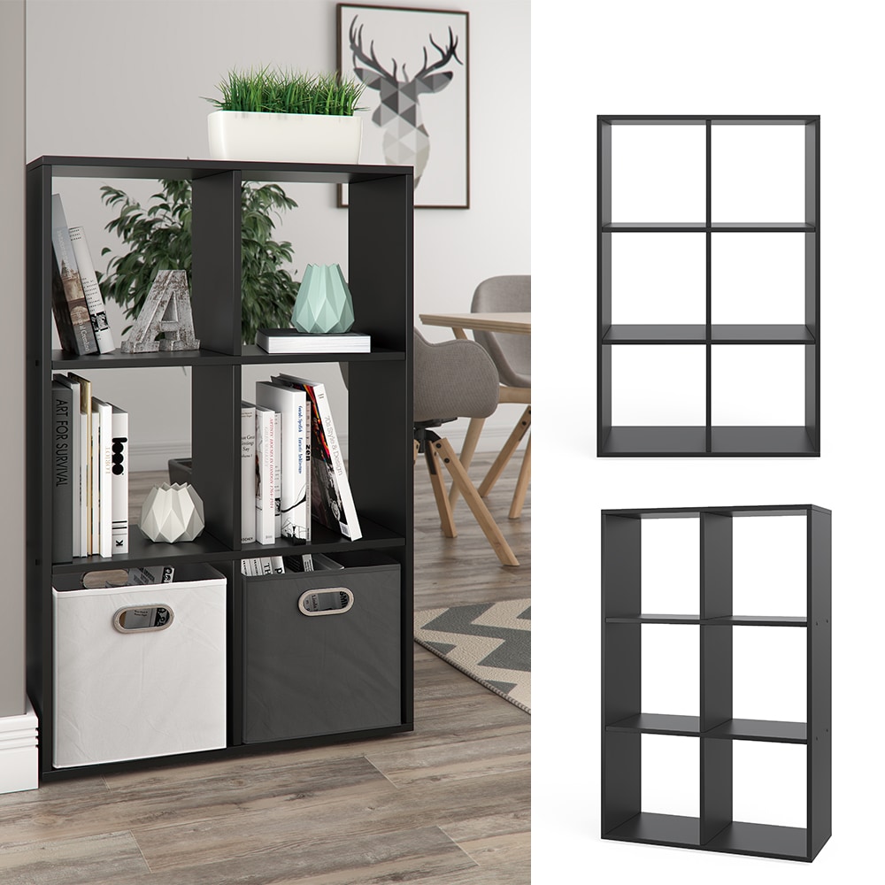 VICCO Raumteiler - 6 Fächer Regal Bücherregal Standregal Hochregal Schwarz