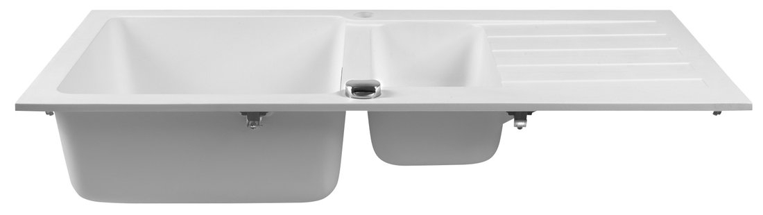 Sapho spoelbak 96x48cm met kraangat wit graniet