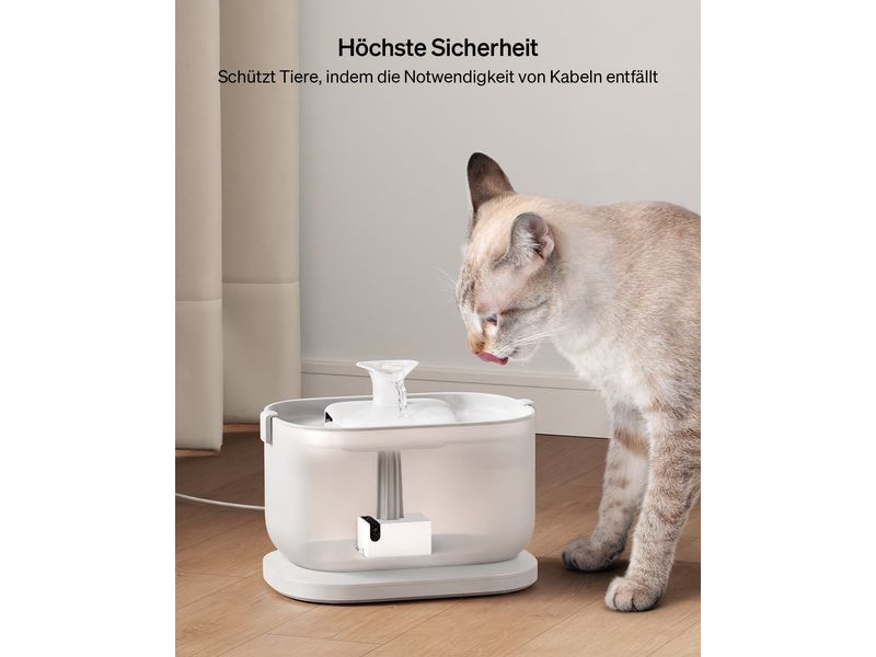 Petlibro Dockstream kabellose Wasserfontäne Weiss Kabelloser Petlibro Dockstream Trinkbrunnen mit Pumpe und Filter für Katzen und Hunde