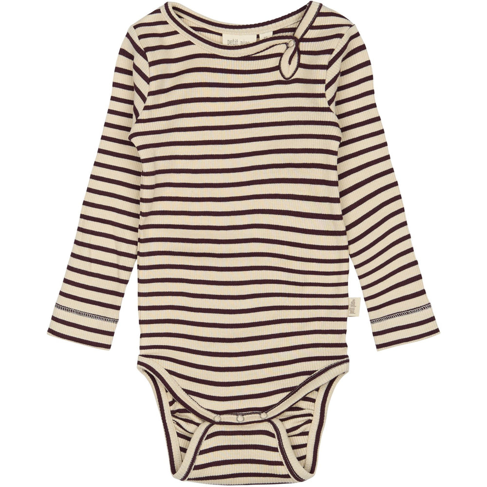 Køb Petit Piao Dark Grape/off White Body L/S Modal Striped