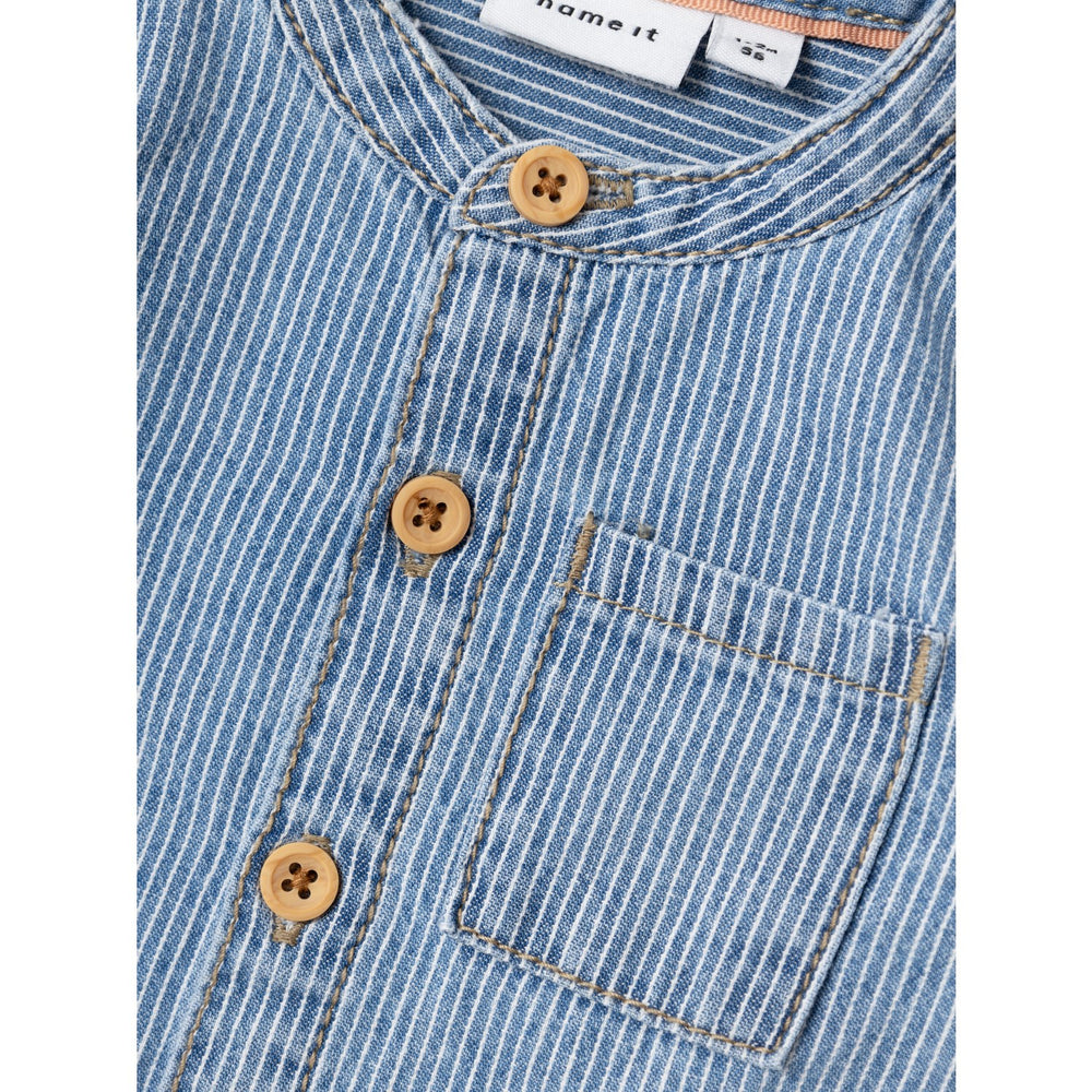 Køb Name It Light Blue Denim Leo Stripe Denim Skjorte