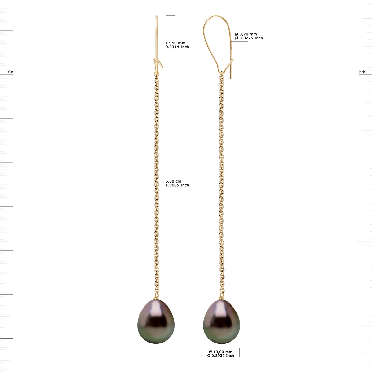 STELLA - Boucles d'Oreilles Perles de Tahiti 10-11 mm Or Jaune