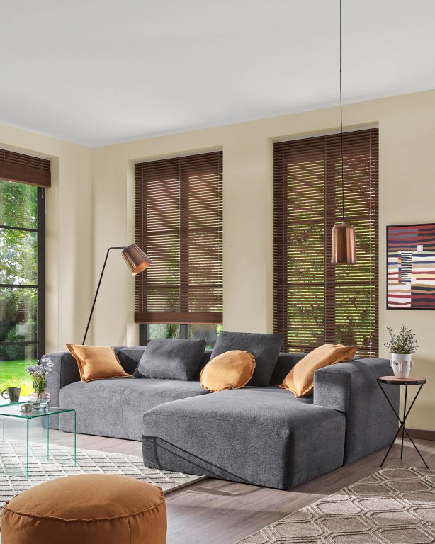 Kave Home Blok 3-zits bank met chaise longue rechts grijs corduroy