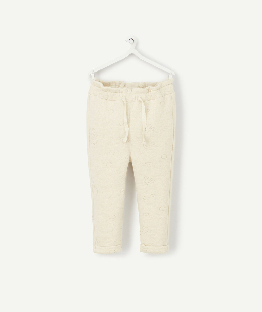 PANTALON DE JOGGING BÉBÉ FILLE ÉCRU AVEC DÉTAILS COULEUR DORÉE