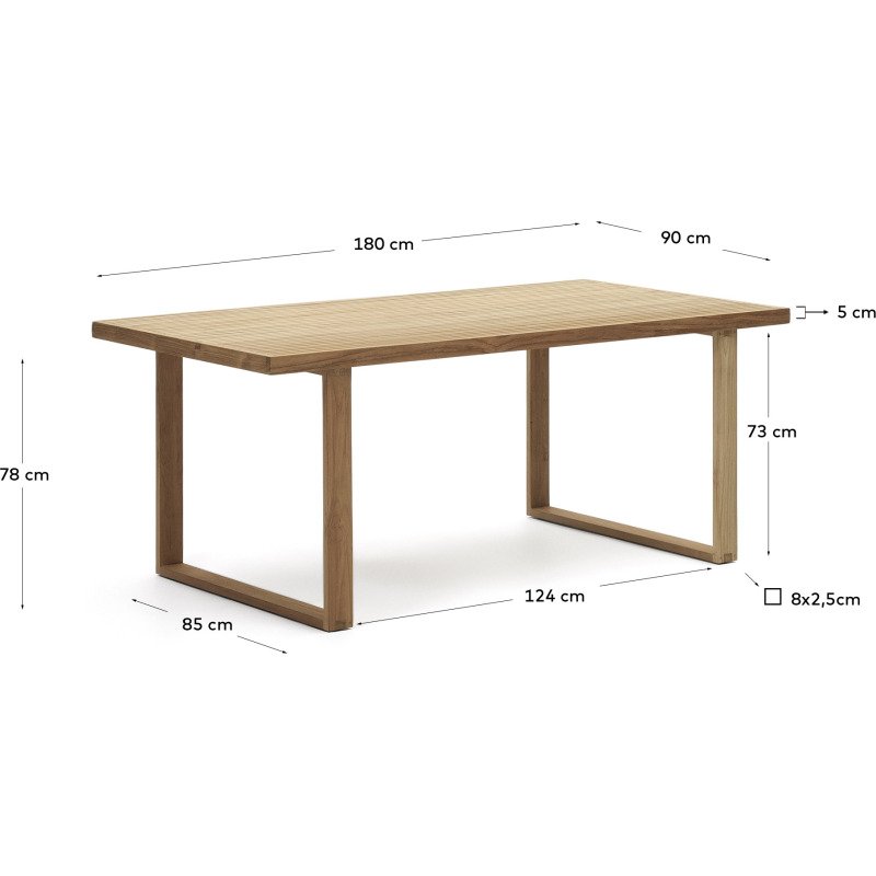 Table d'extérieur haute Canadell - bois de teck massif recyclé