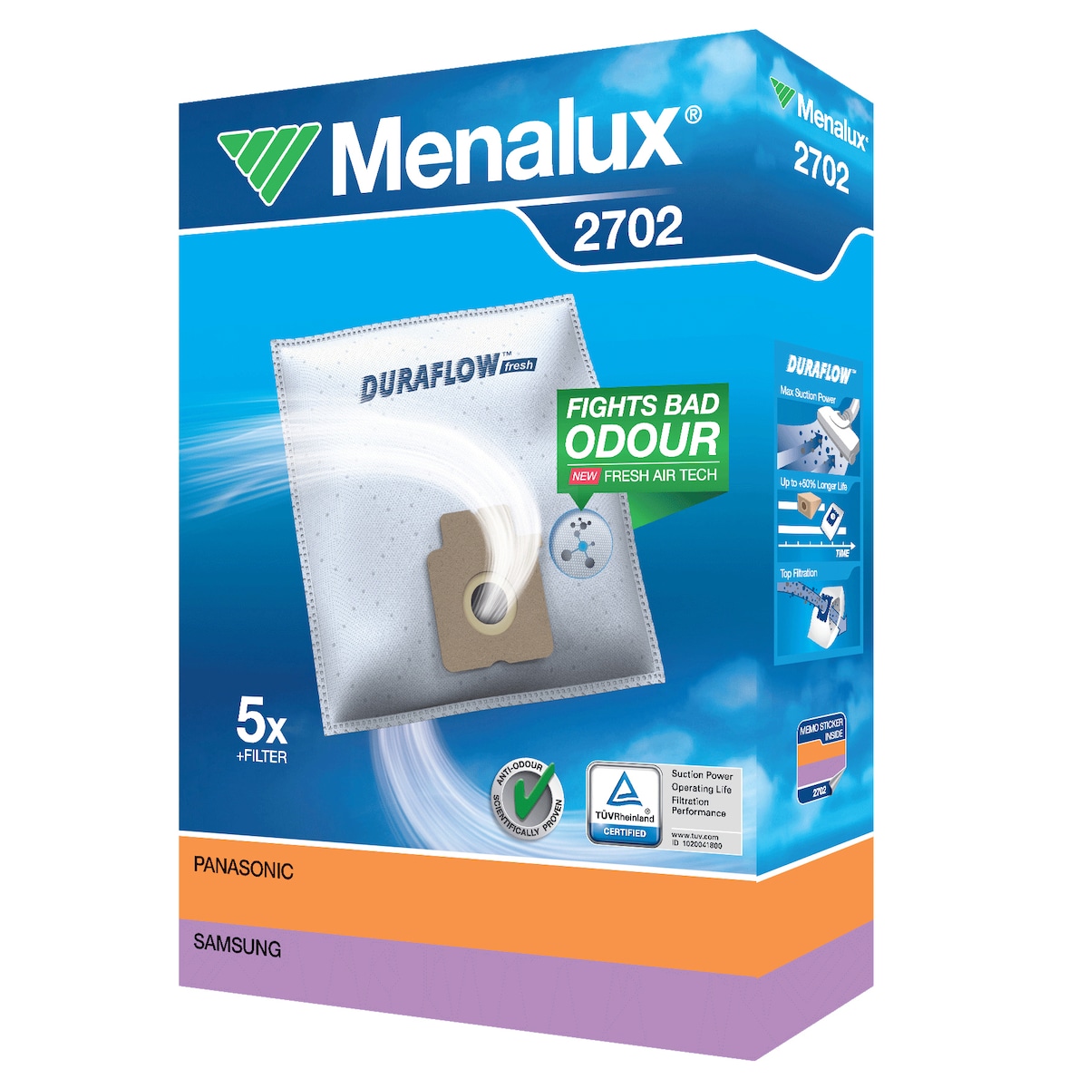 Menalux støvsugerposer 2702 til Panasonic, Samsung, Weltstar m.m