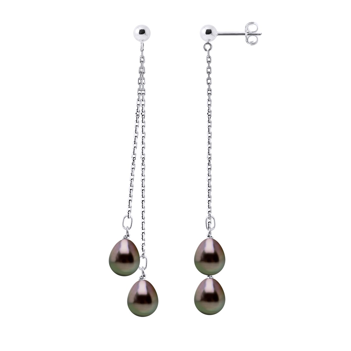 STELLA - Boucles d'Oreilles Perles de Tahiti 7-8 mm Or Blanc