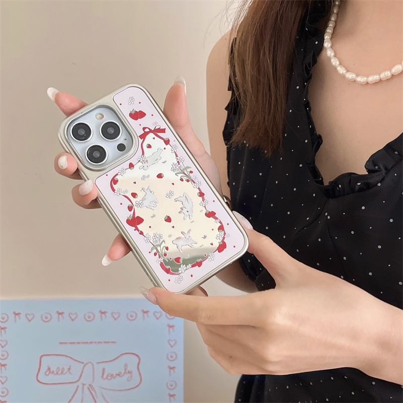 Fonekase - Konijnenspiegelhoesje - Apple iPhone 16 Pro Max / 16 Pro / 16 Plus / 16 / 15 Pro Max / 15 Pro / 15 Plus / 15 / 14 Pro Max / 14 Pro / 14 Plus / 14 / SE / 13 Pro Max / 13 Pro / 13