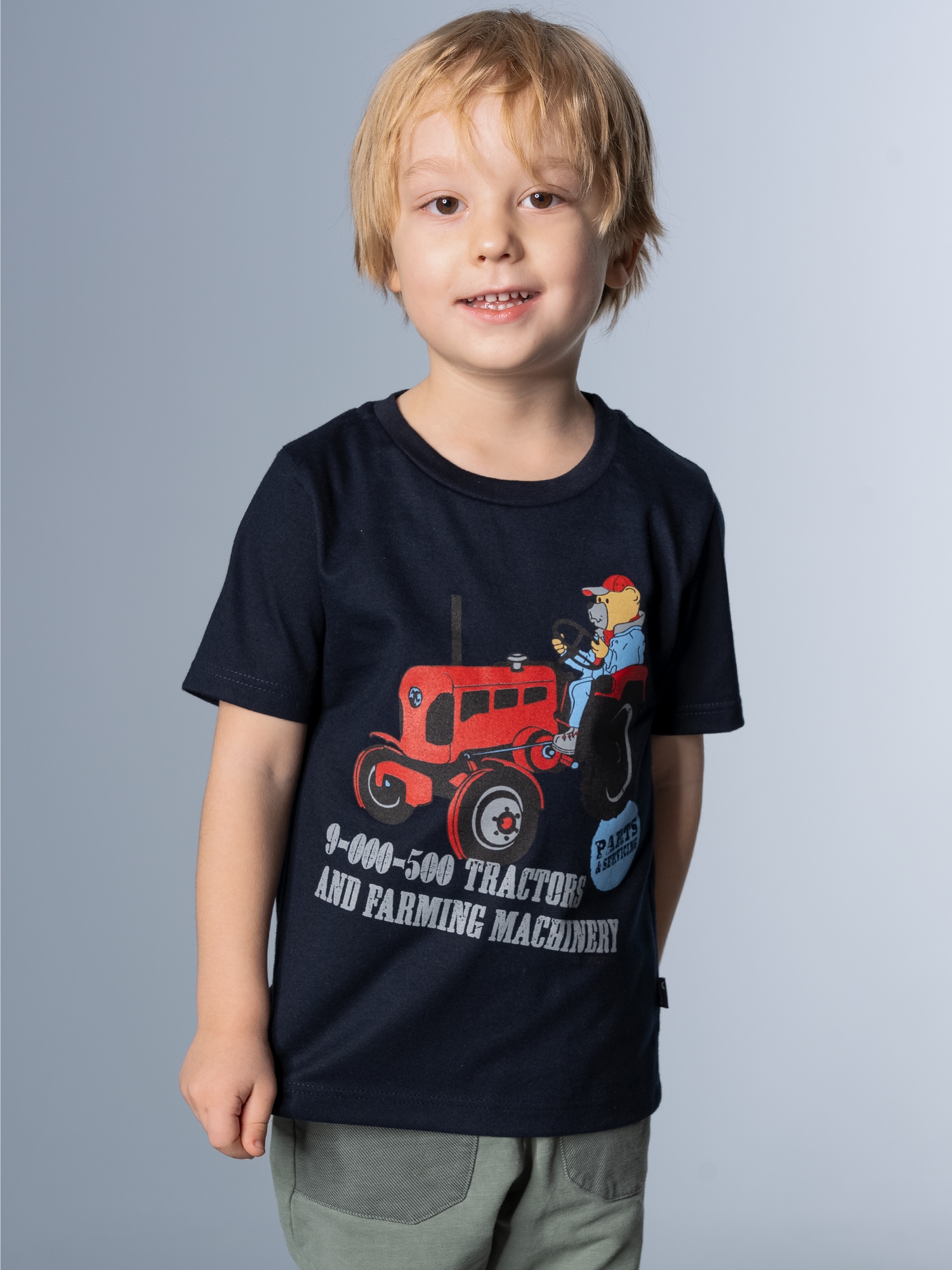 T-Shirt mit Traktor Navy