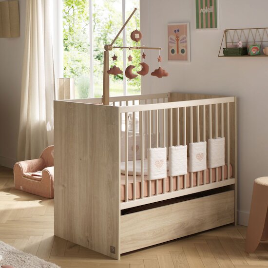 Paloma Lit bébé   Bois chêne sépia        60 x 120 cm   de               Sauthon Baby's Sweet Home