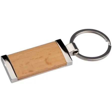 Livepac Office Schlüsselanhänger aus Metall mit Holzstück
