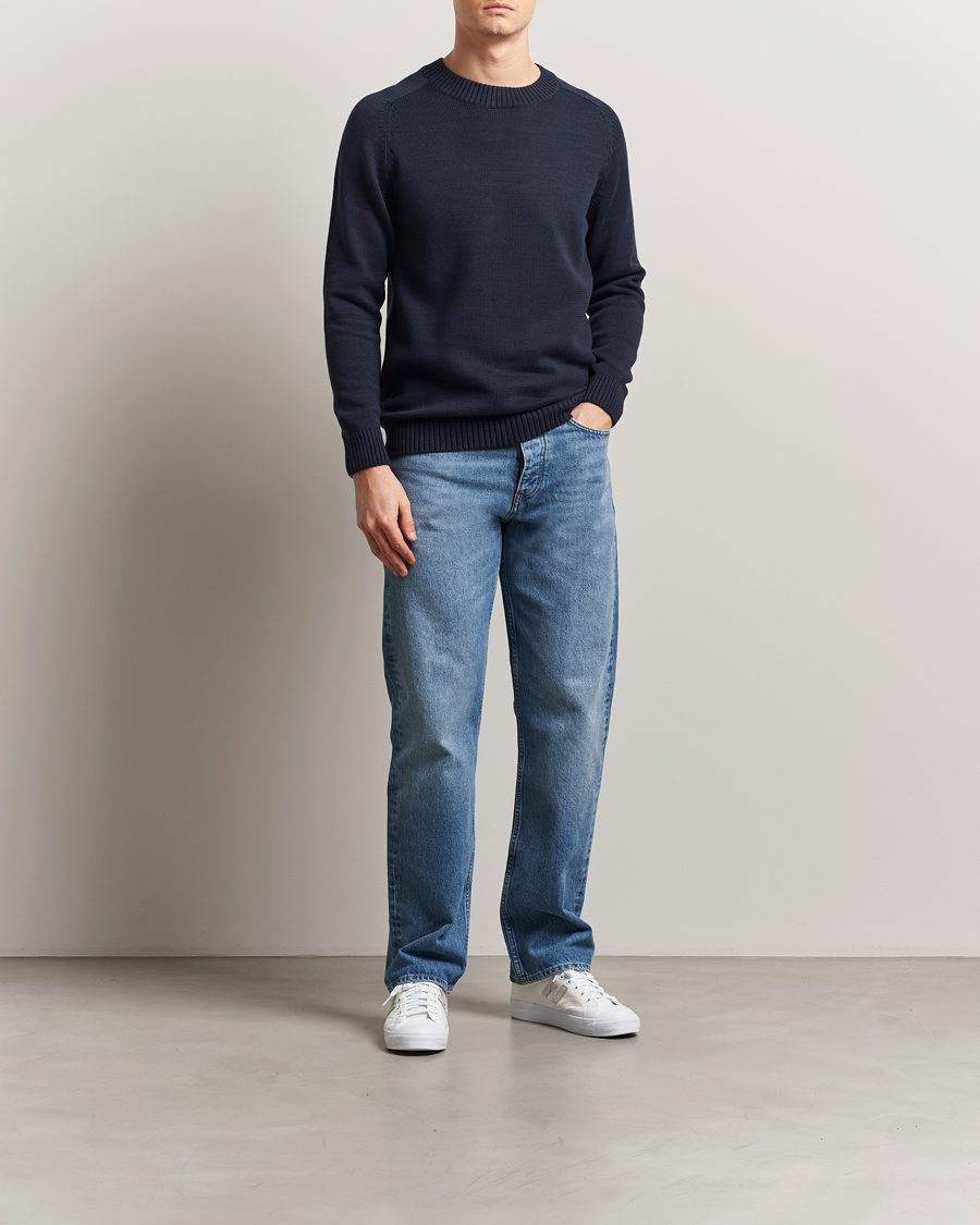 KnowledgeCotton Apparel Plain Knitted Cotton Crewneck Night Sky