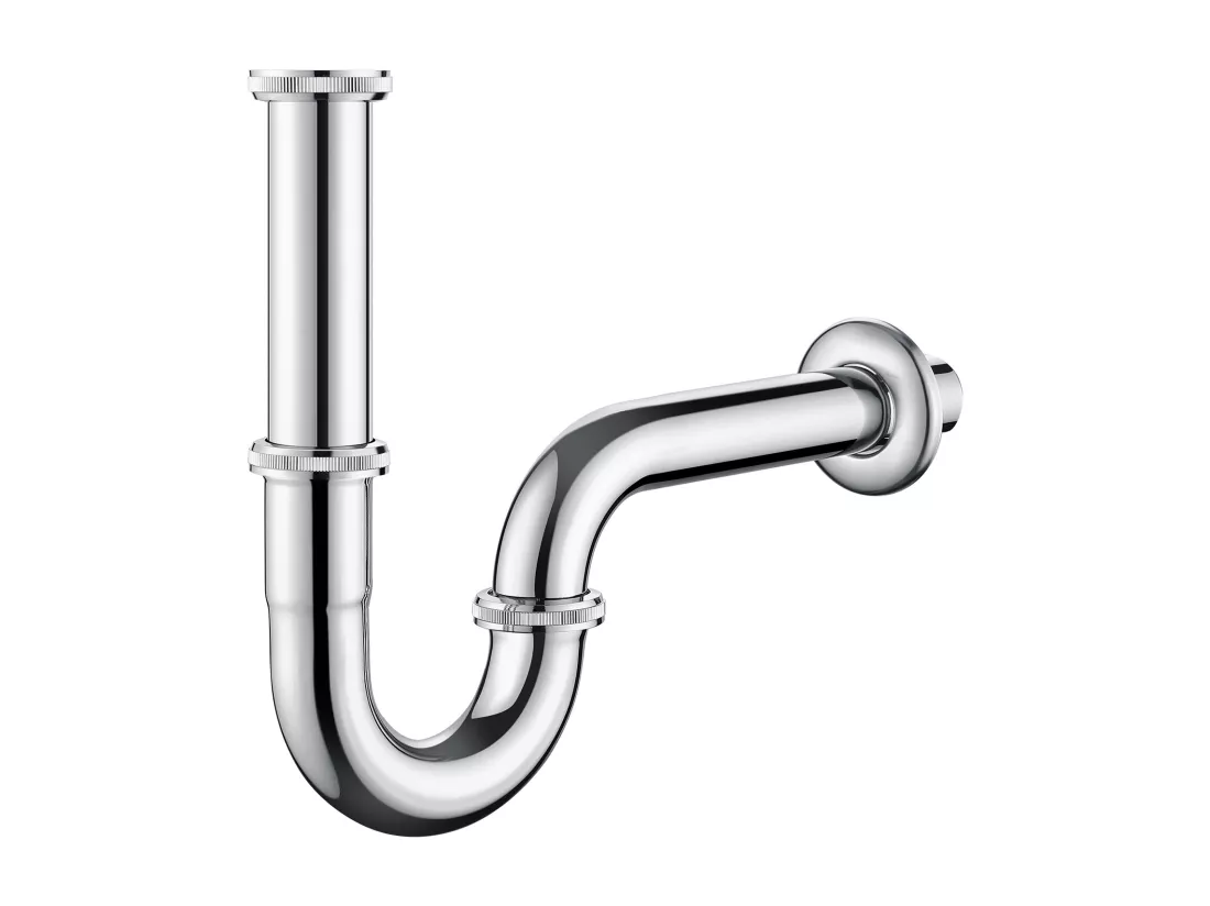 AuraLum Max Siphon de Lavabo Forme U Tube de Siphon en Acier Inoxydable Chromé Anti-odeurs Siphon Ø32 mm Accessoire de Salle de Bain,EU Modèle
