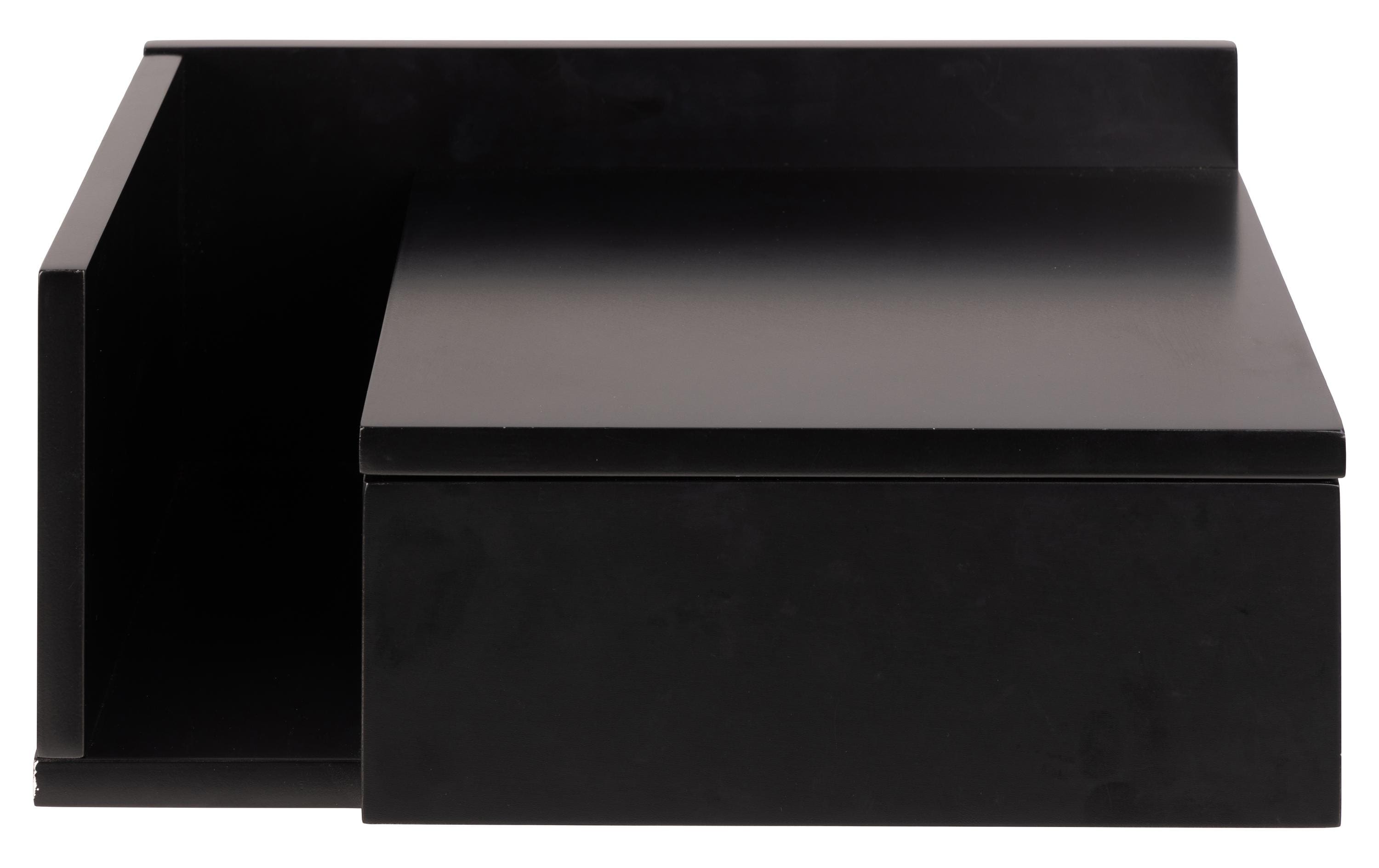 Nachttisch Ashlan 40 cm x 16.5 cm, Schwarz glanzBeistelltisch