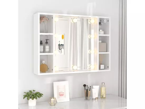 Armoire de miroir avec LED Blanc brillant 76x15x55 cm