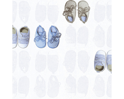 Vliesbehang 35862-2 Little Stars babyschoentjes blauw