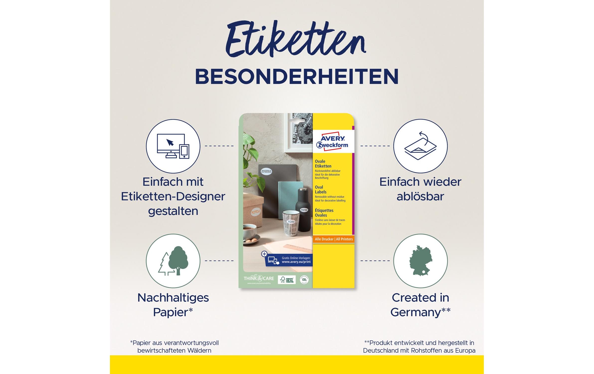 Runde Etiketten L6024REV-25 63.5 x 42.3 mmOvale, wiederablösbare Etiketten, 63,5 x 42,3 mm