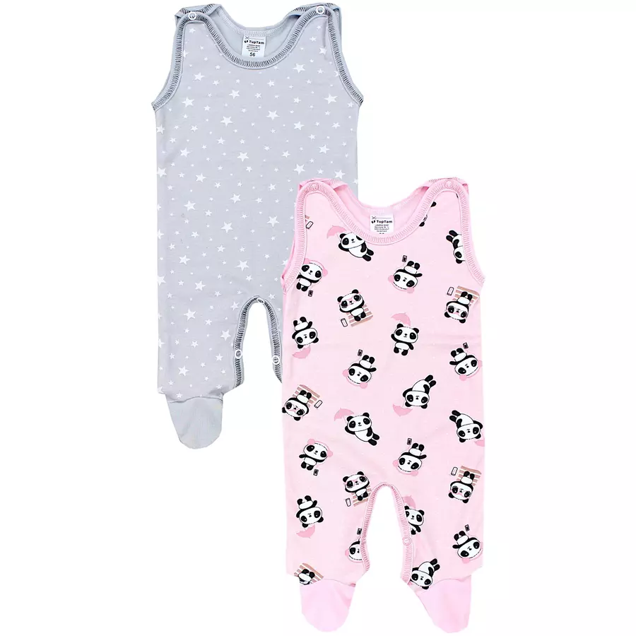 TupTam Baby Strampler Gemustert 2er Set grau