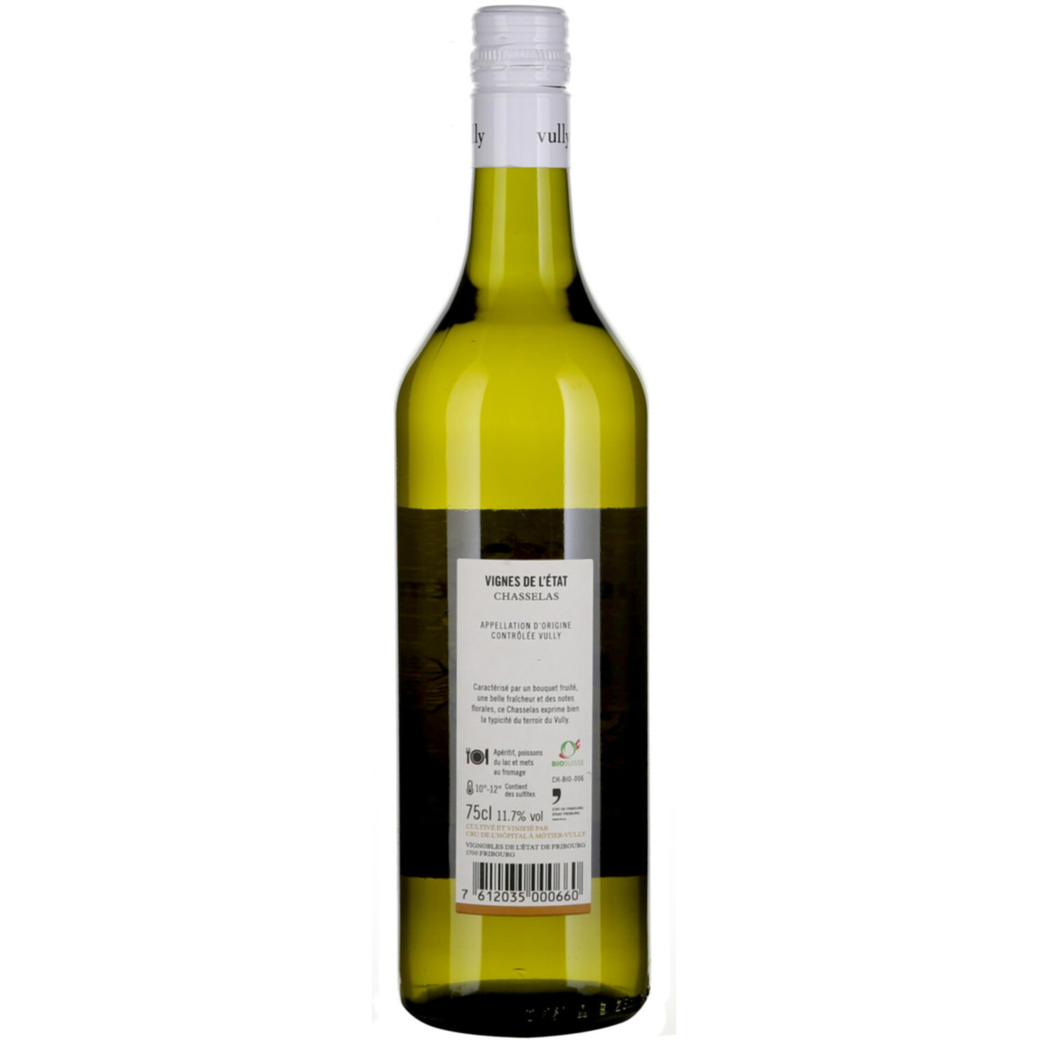 Bio Vully AOC Chasselas Vignes de l'État -75cl