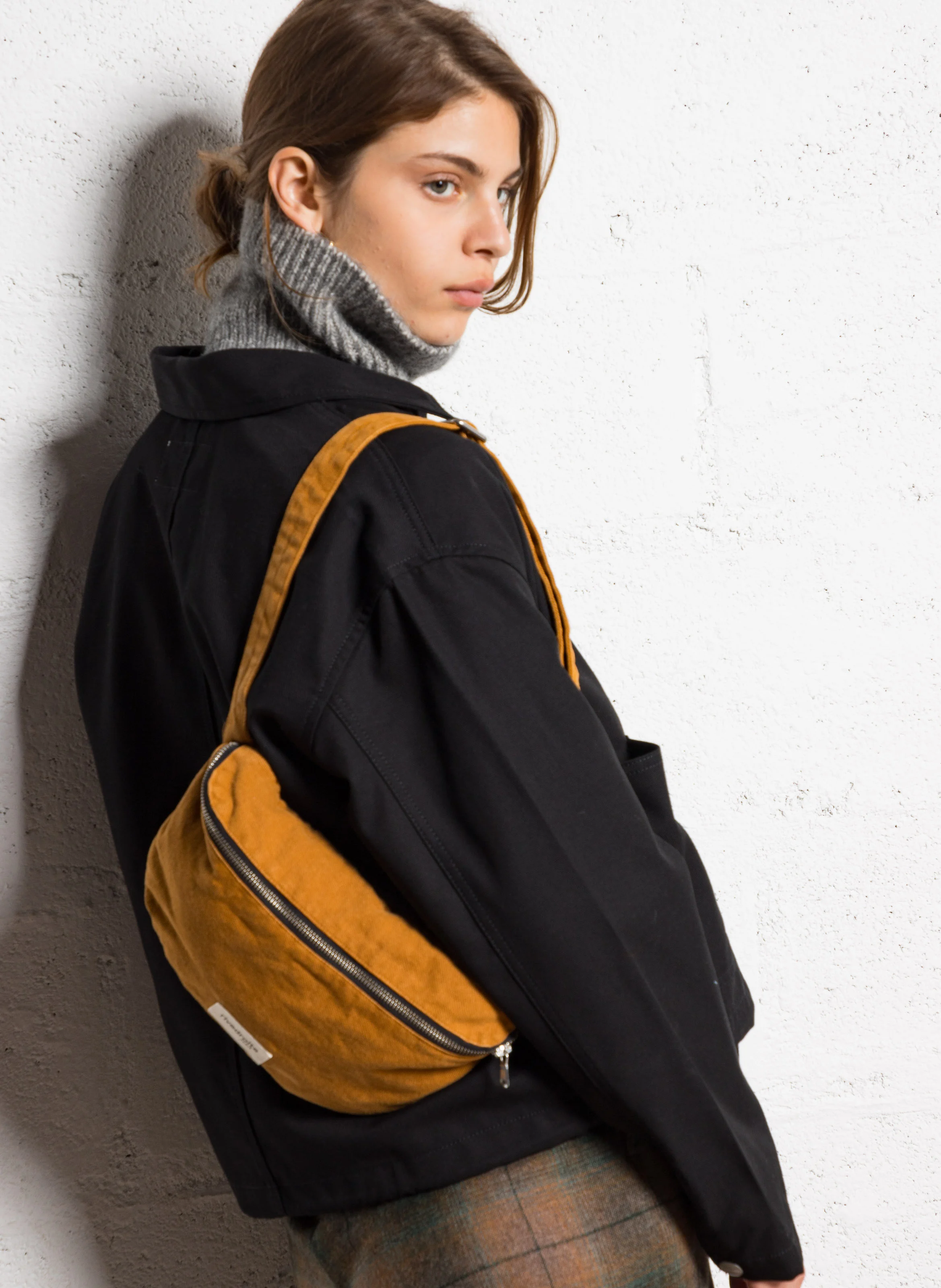CUSTINE - Sac banane en coton recyclé imprimé | Marron