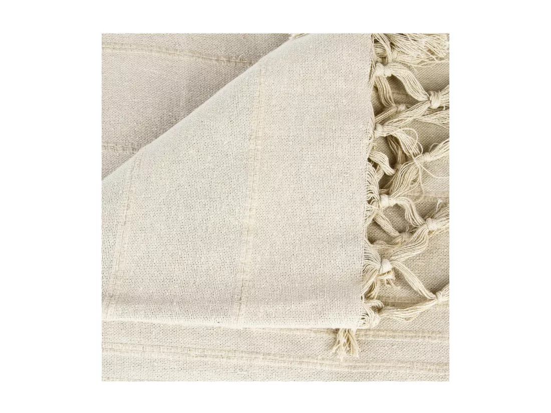 Jeté de lit en Coton Beige Lin 160 x 220 cm