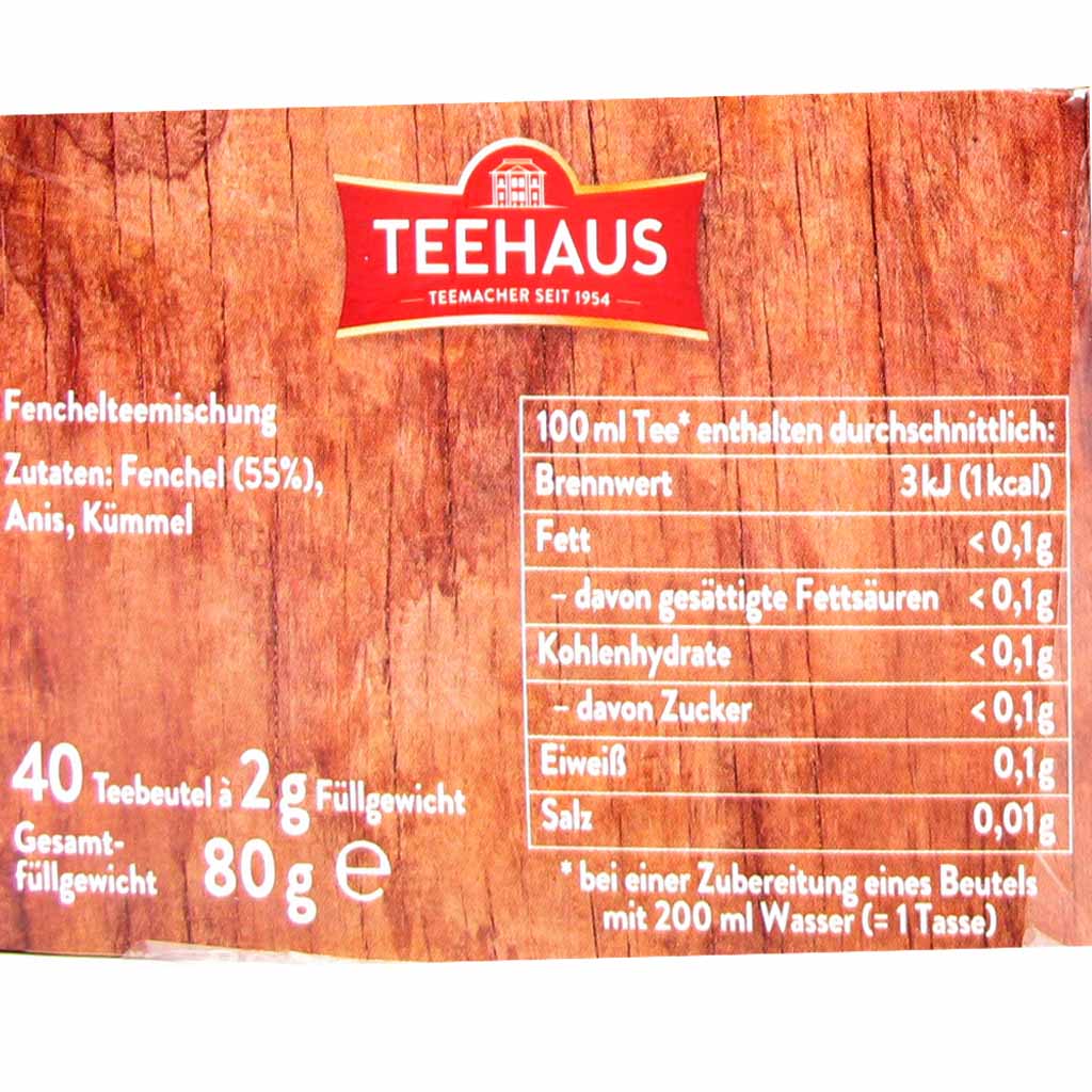 Teehaus Teemischung Fenchel Anis-Kümmel 40x2g=80g MHD:30.8.26