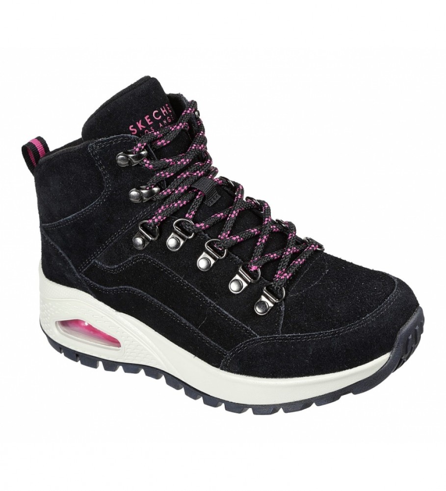 Botas Skechers Uno Rugged em couro, pretas