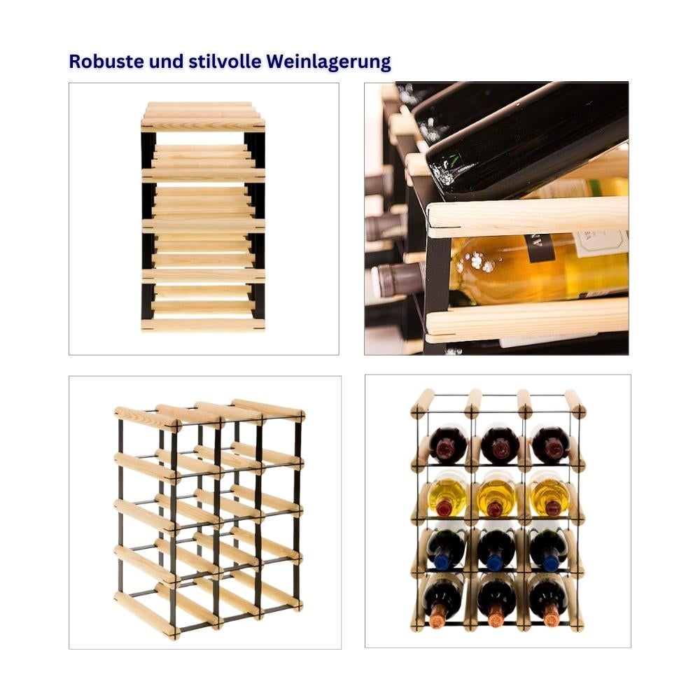 PROREGAL Modulair Wijnrek Vinotega Mod Metaal HxBxD 42,5 x 32,5 x 24,5 cm 3 x 4 Flessen Massief Dennenhout Natuurlijk